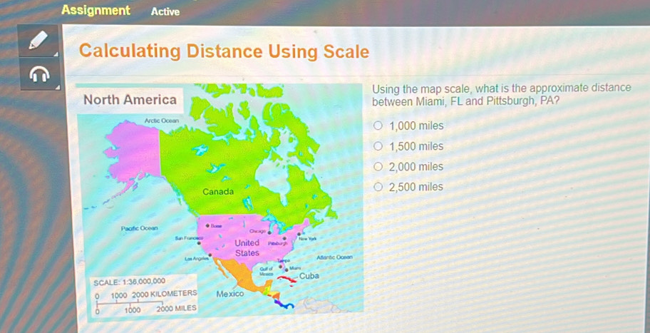 Solved: Assignment Active Calculating Distance Using Scale sing the map ...