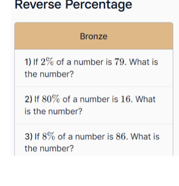 Reverse Percentage