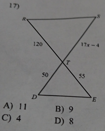 A) 11 B) 9
C) 4
D) 8