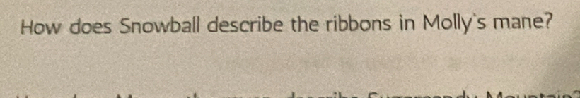 How does Snowball describe the ribbons in Molly's mane?