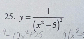 y=frac 1(x^2-5)^2