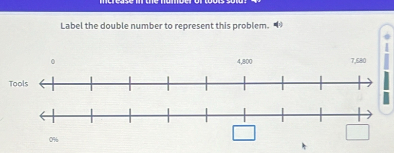 Label the double number to represent this problem. 
Tools