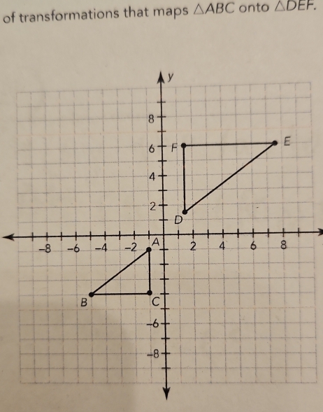 of transformations that maps △ ABC onto △ DEF.