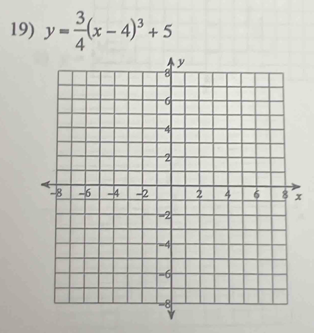 y= 3/4 (x-4)^3+5