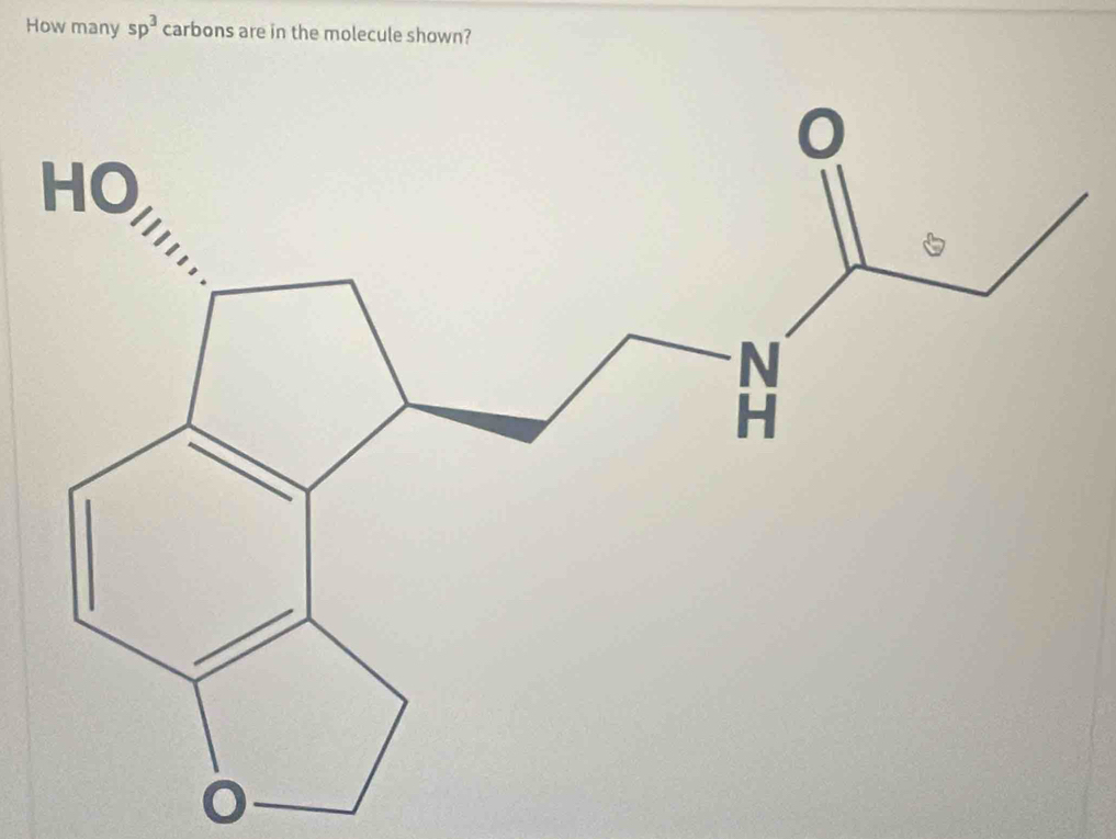 How many sp^3 carbons are in the molecule shown?