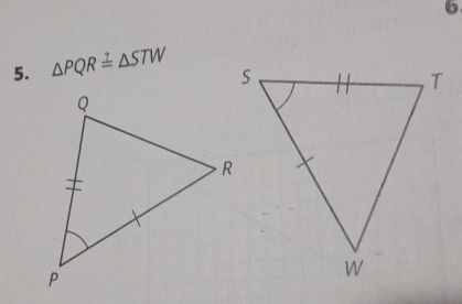 6 
5. △ PQR=△ STW