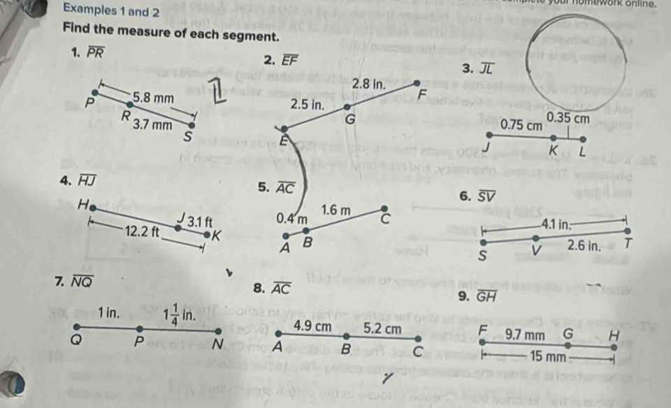 Solved: your nomework online. Examples 1 and 2 Find the measure of each ...