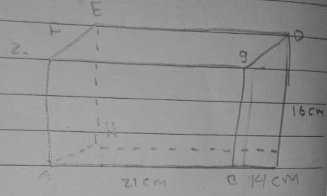 E
F
2.
g
16cm
A 2lcm B 14cmM