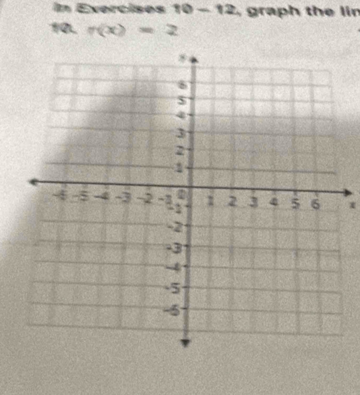 In Exercises 10-12 , graph the lin 
10. r(x)=2
x