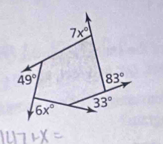 7x°
49°
83°
33°
6x°