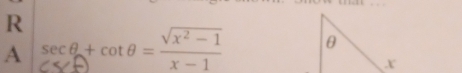 A secθ + cot θ =√x² - 1