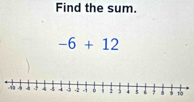 Find the sum.
-6+12