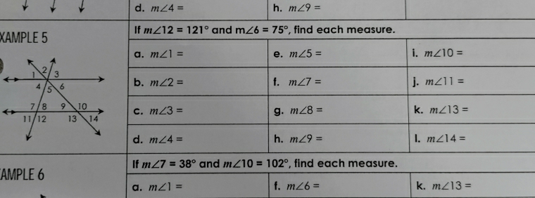 d. m∠ 4= h. m∠ 9=
XA
A
a.