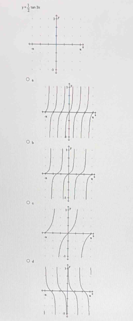 y= 1/2 tan 3x