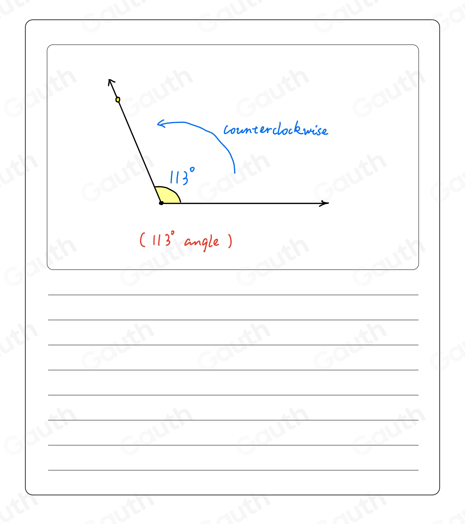 counterclockwise
113°
(113° angle)