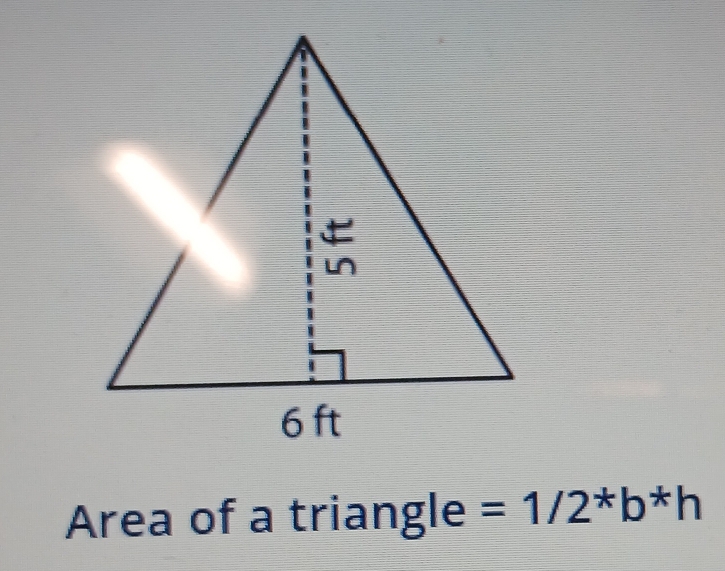 Area of a triangle =1/2^*b^*h