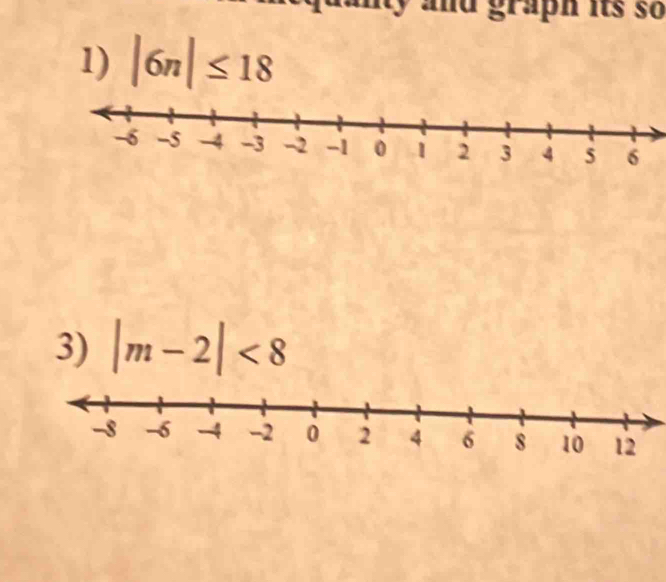 graph its so 
1) |6n|≤ 18
3) |m-2|<8</tex>