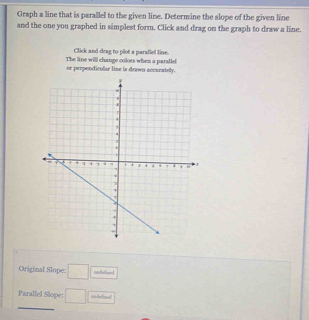 Solved: Graph a line that is parallel to the given line. Determine the ...