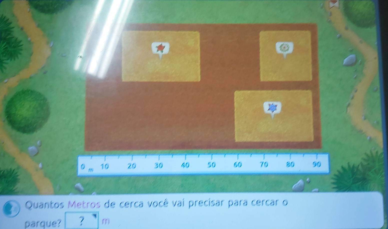 Quantos Metros de cerca você vaí precisar para cercar o 
parque? ? m