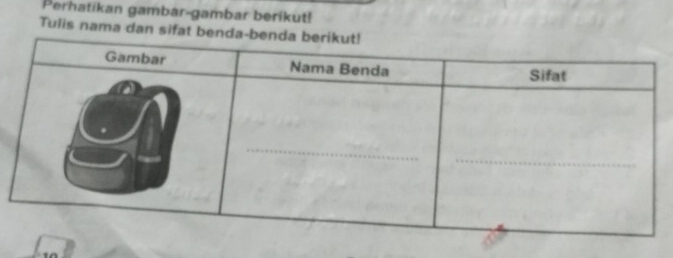 Perhatikan gambar-gambar berikut! 
Tulis nama dan sifat