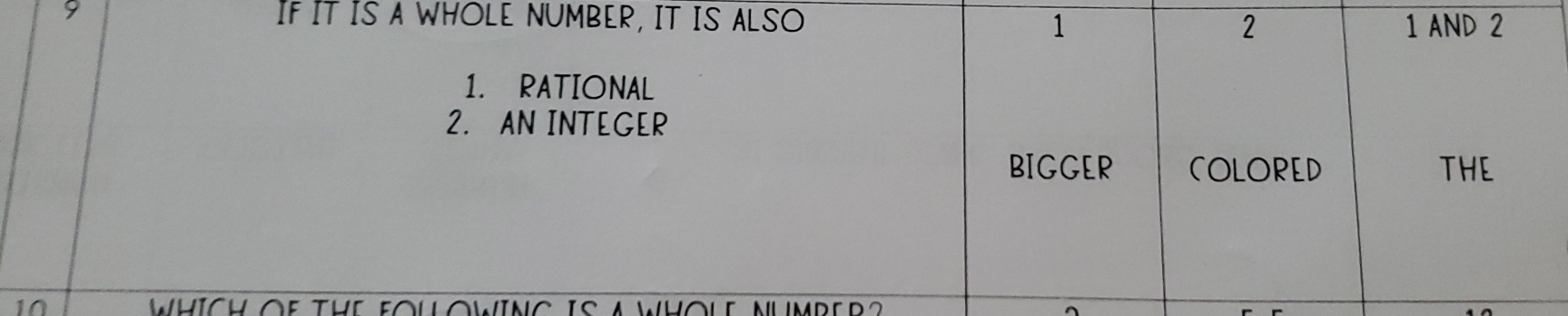 IF IT IS A WHOLE 
10 WHÍCH OF ThE FOUOWINg