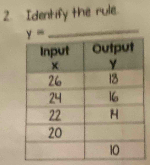 Identify the rule.
y=
_