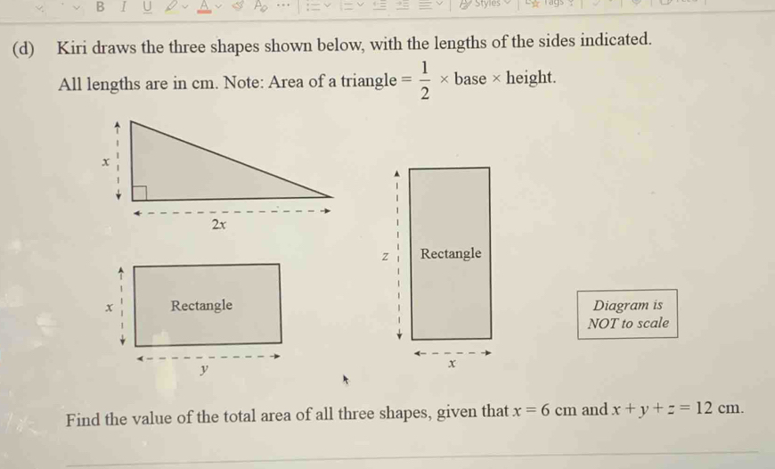 Solved: Kiri draws the three shapes shown below, with the lengths of ...
