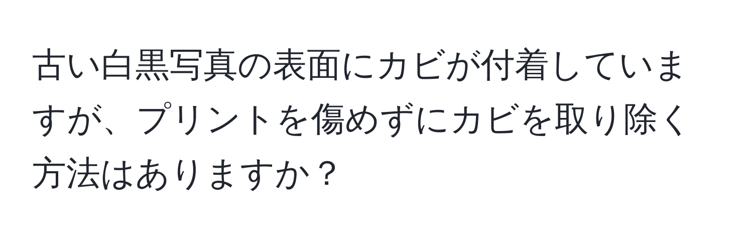 古い白黒写真の表面にカビが付着していますが、プリントを傷めずにカビを取り除く方法はありますか？