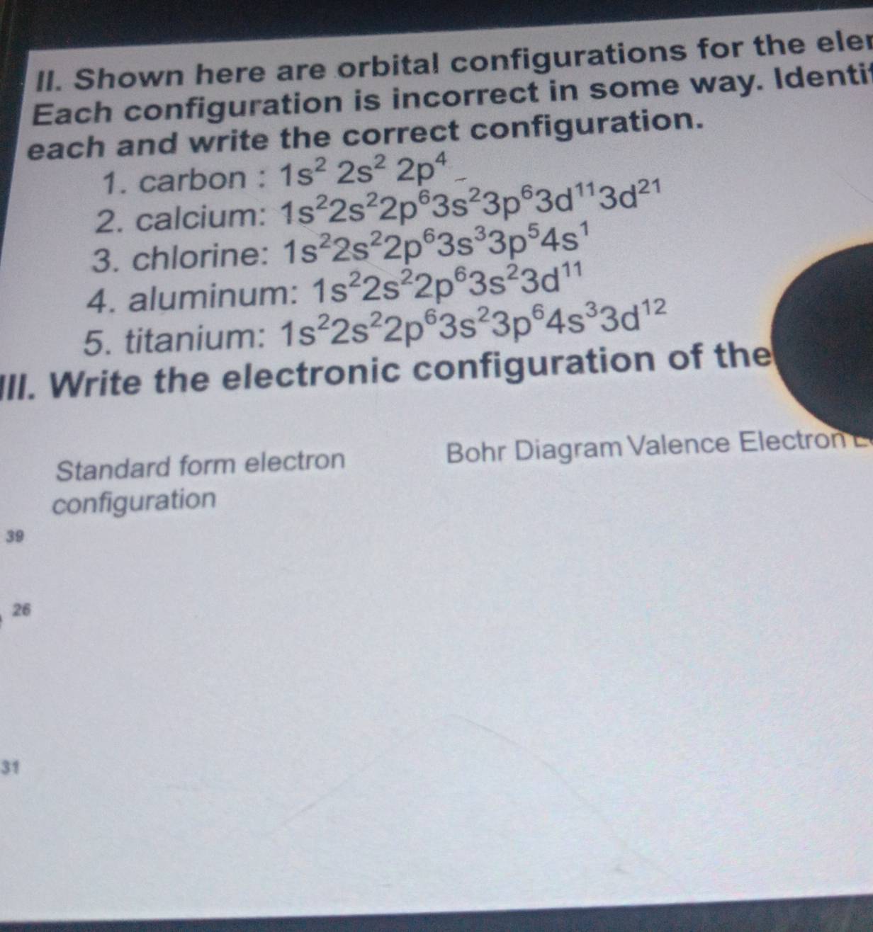 Solved: Shown here are orbital configurations for the eler Each ...