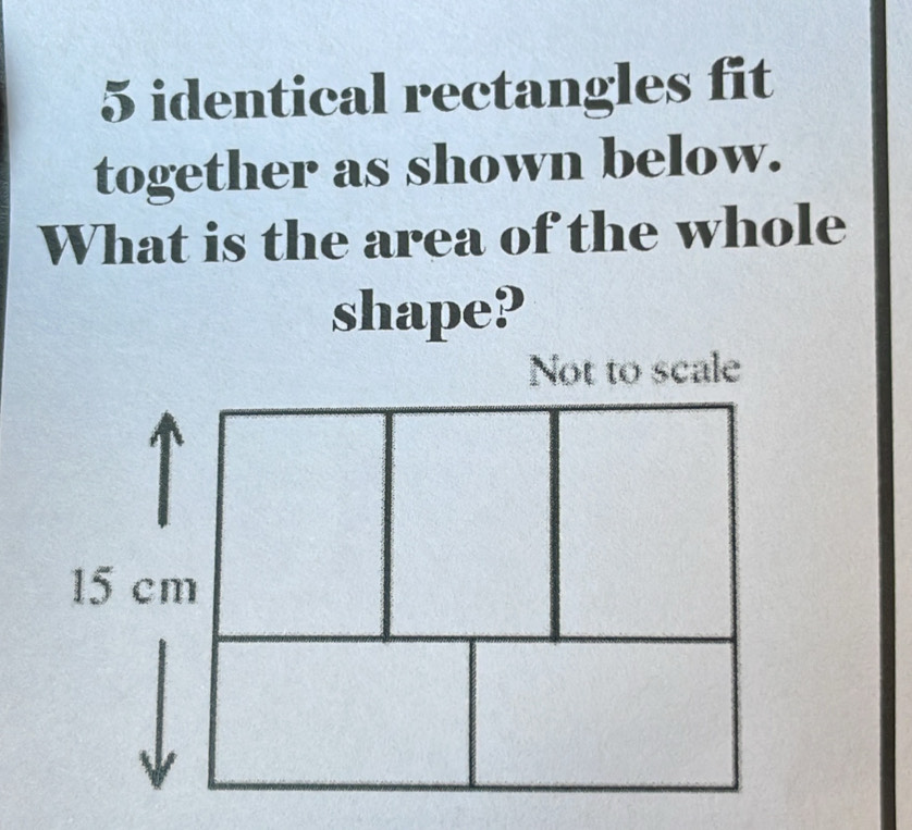 Solved: 5 identical rectangles fit together as shown below. What is the ...