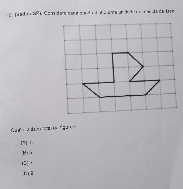 Resolvido:(Seduc-SP). Considere cada quadradinho uma unidade de medida ...