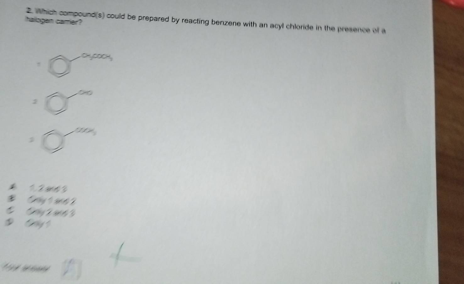 Solved: Which compound(s) could be prepared by reacting benzene with an ...