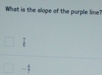 What is the slope of the purple line?
 7/6 
- 6/7 