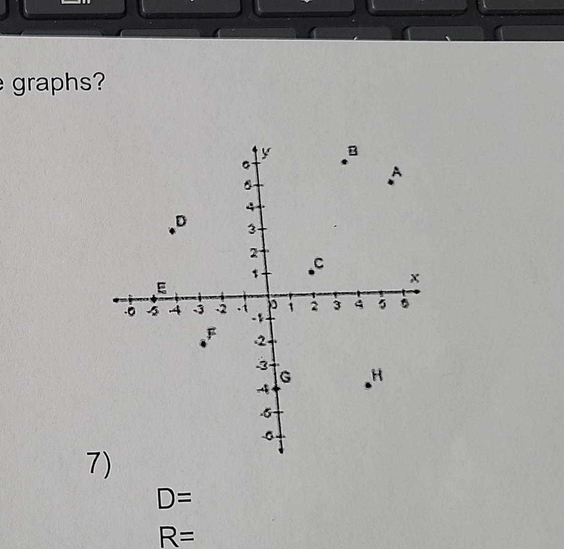 graphs? 
7)
D=
R=