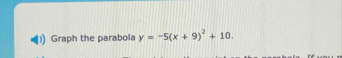 Graph the parabola y=-5(x+9)^2+10.