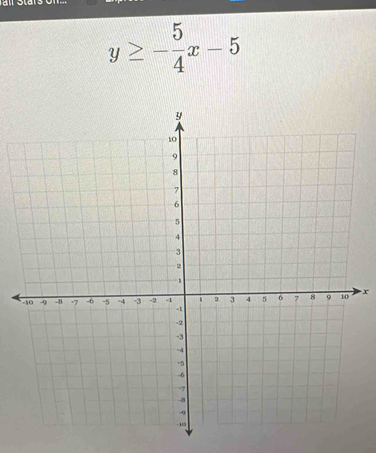 y≥ - 5/4 x-5
x