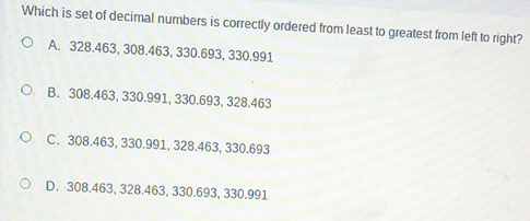 Which is set of decimal numbers is correctly ordered from least to ...