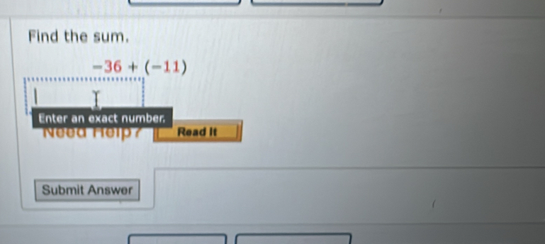 Find the sum.
Submit Answer