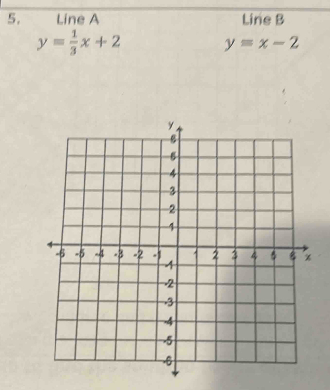 Line A Line B
y= 1/3 x+2
y=x-2