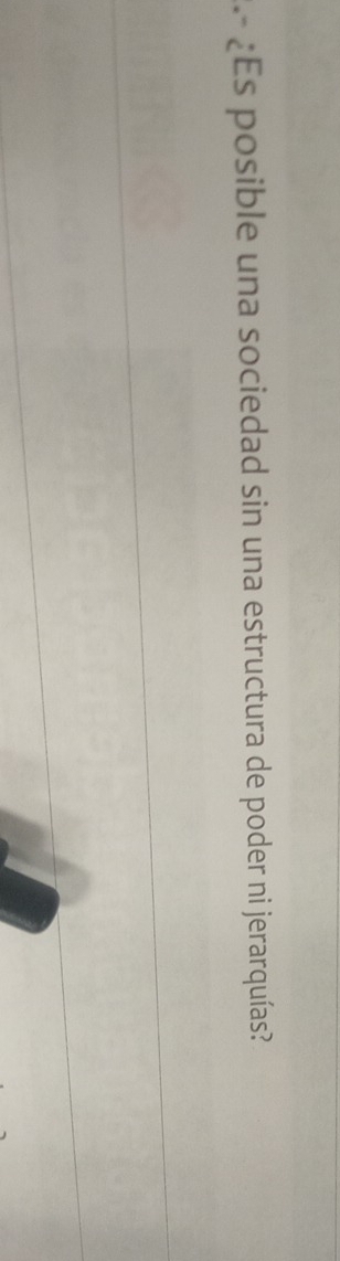 .- ¿Es posible una sociedad sin una estructura de poder ni jerarquías?