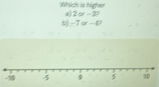 Which is higher
2or -3
b -7o-4