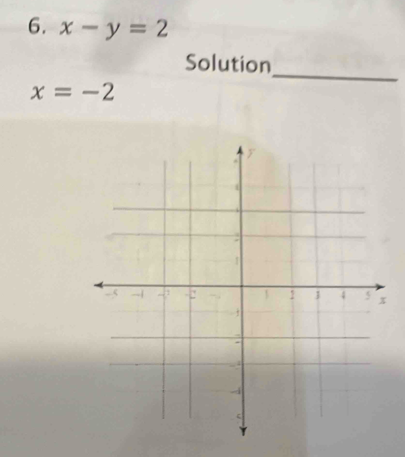 x-y=2
_ 
Solution
x=-2