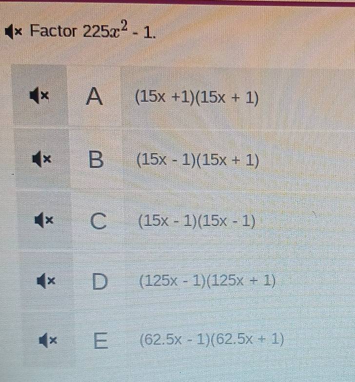 × Factor 225x^2-1.