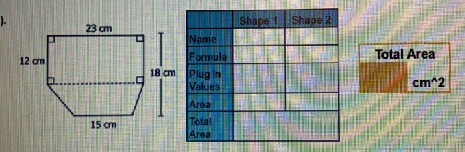 ). 
Total Area
cm^(wedge)2