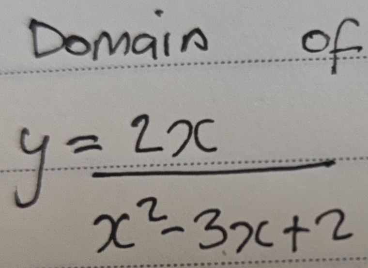 Domain of
y= 2x/x^2-3x+2 