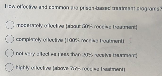 Solved: How effective and common are prison-based treatment programs ...