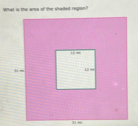 What is the area of the shaded region?
31 mi