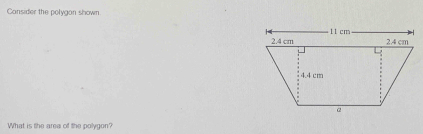 Consider the polygon shown. 
What is the area of the polygon?