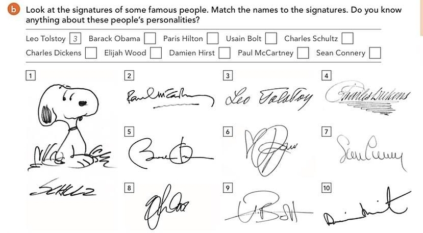 Solved: Look at the signatures of some famous people. Match the names ...