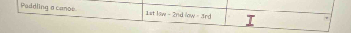 Paddling a canoe. 1st law - 2nd law - 3rd